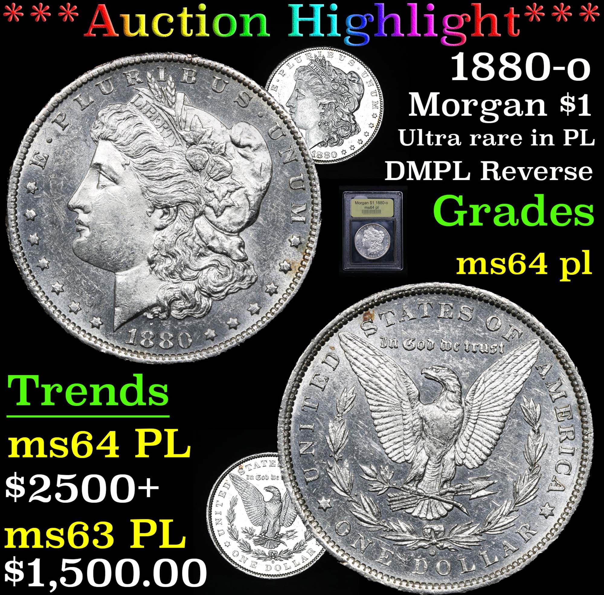 ***Auction Highlight*** 1880-o DMPL Reverse Morgan Dollar $1 Graded Choice Unc PL By USCG (fc)