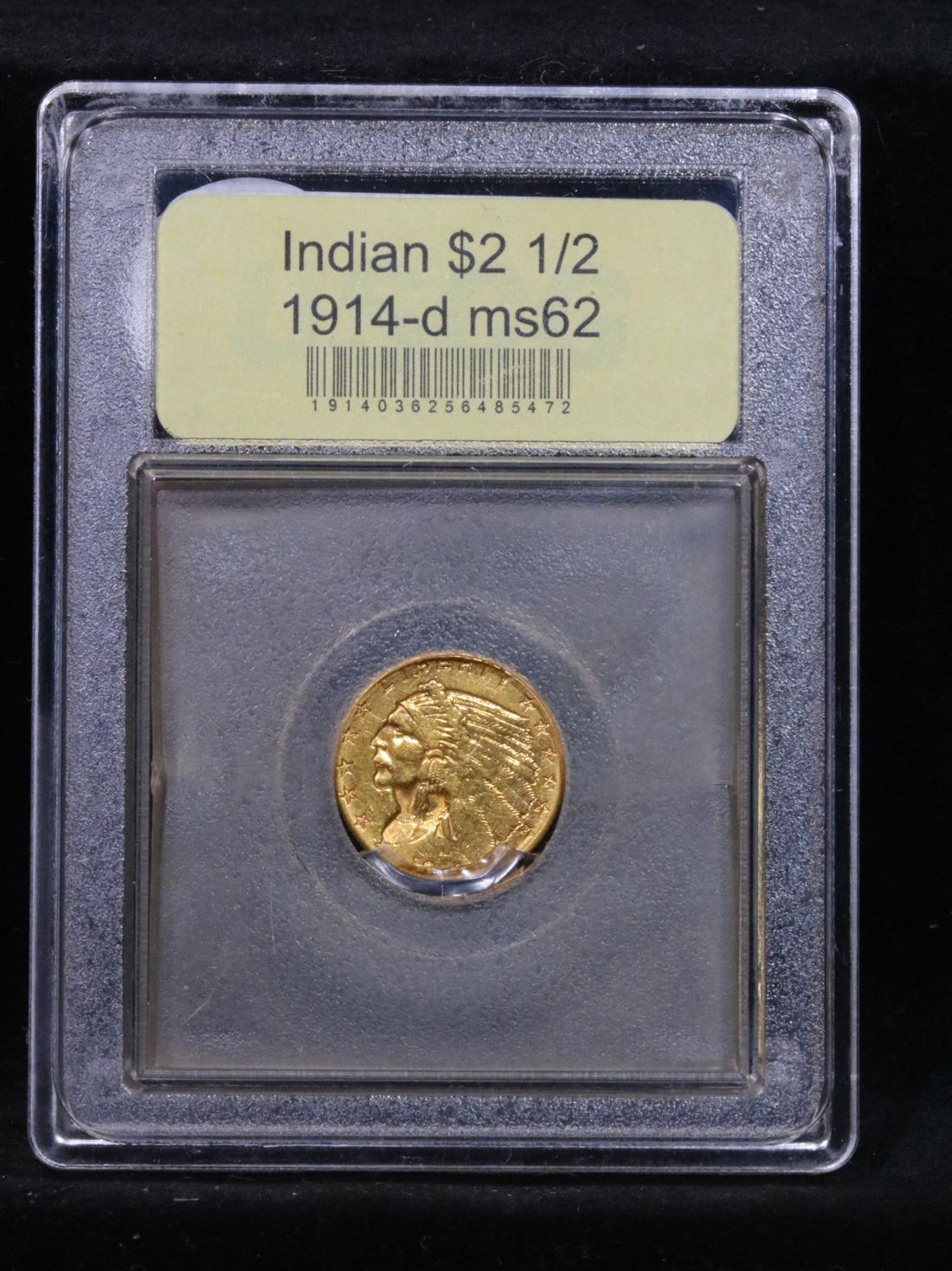 ***Auction Highlight*** 1914-d . Gold Indian Quarter Eagle $2 1/2 Graded Select Unc By USCG (fc)