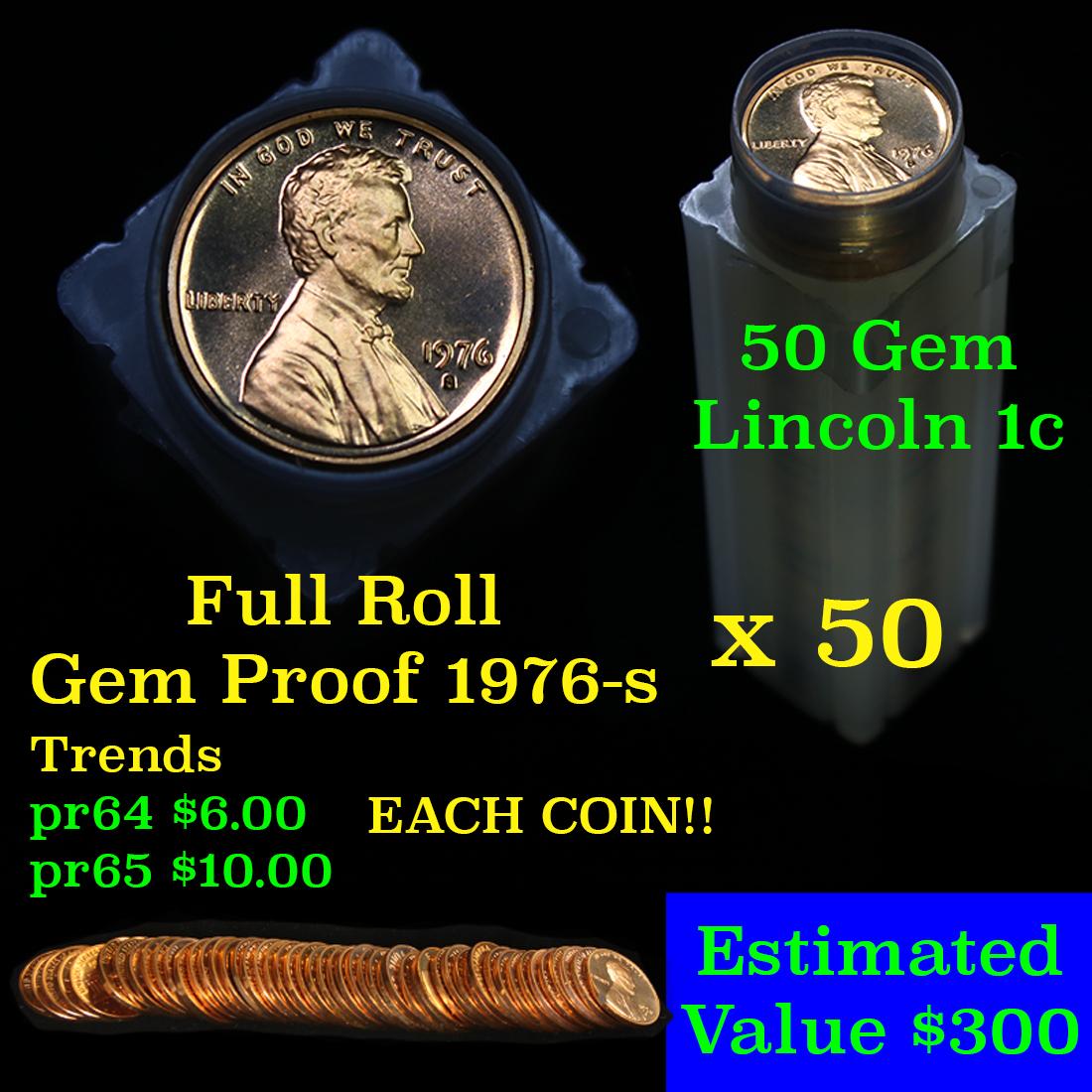 Proof 1975-s Lincoln cent 1c roll, 50 pieces (fc)