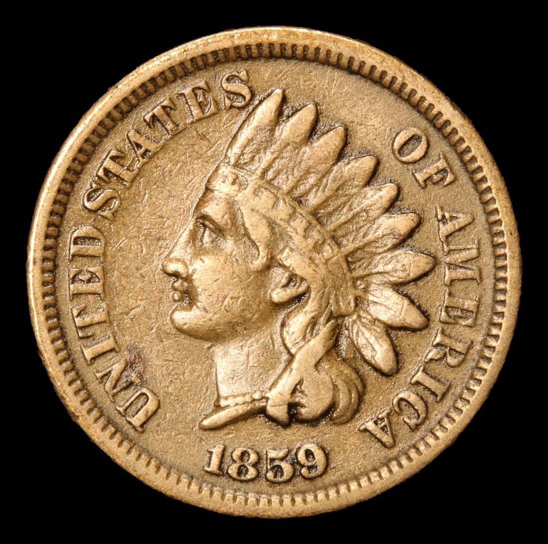 1859 Indian Cent 1c Grades vf++