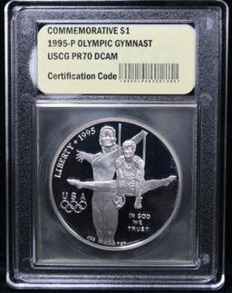 1995-p Gymnast Proof Modern Commem Dollar $1 Graded GEM++ Proof Deep Cameo By USCG