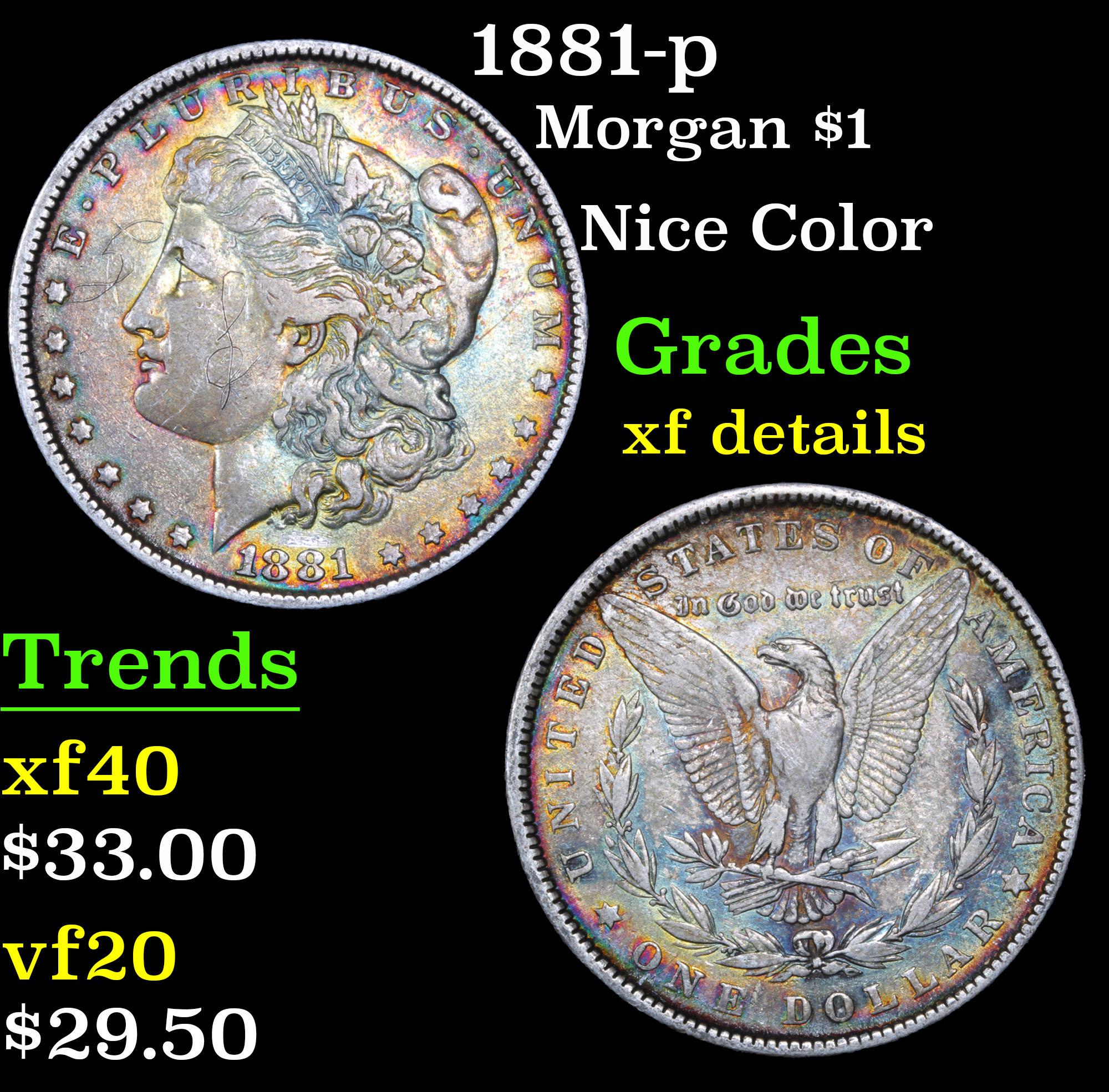 1881-p Morgan Dollar $1 Grades xf details