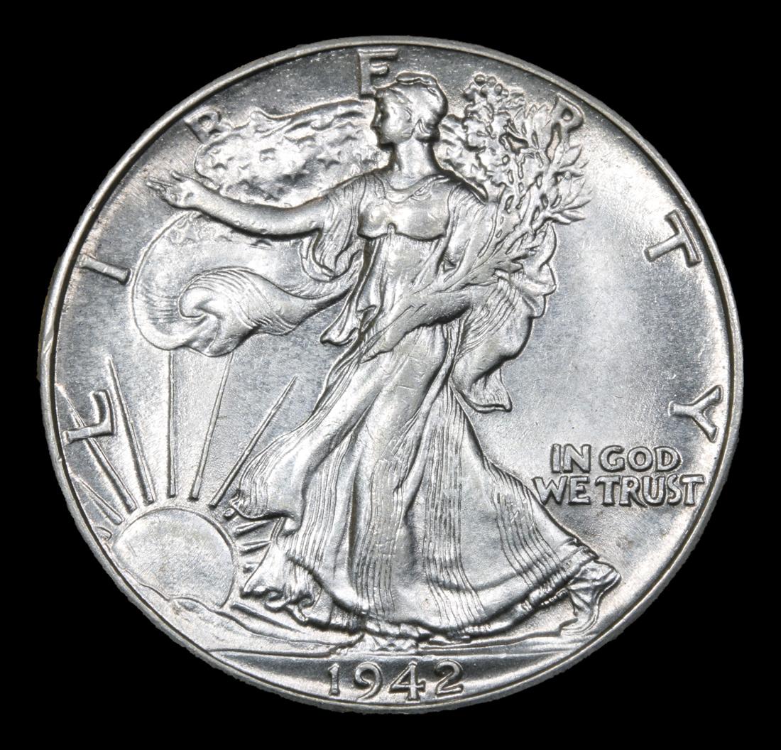 1942-p . . Walking Liberty Half Dollar 50c Grades Choice Unc