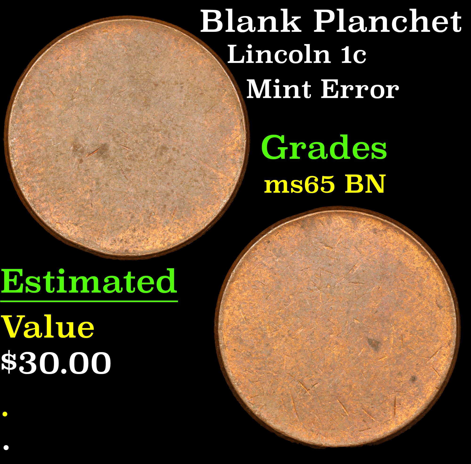 Blank Planchet Lincoln Cent 1c Grades GEM Unc BN