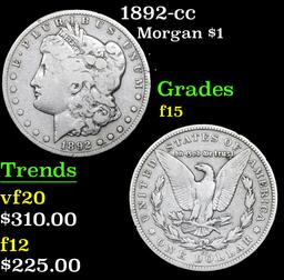 1892-cc Morgan Dollar $1 Grades f+