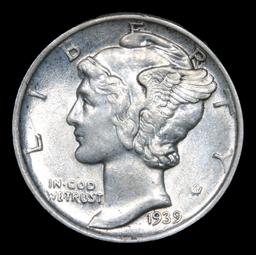 1939-p Mercury Dime 10c Grades Choice AU/BU Slider