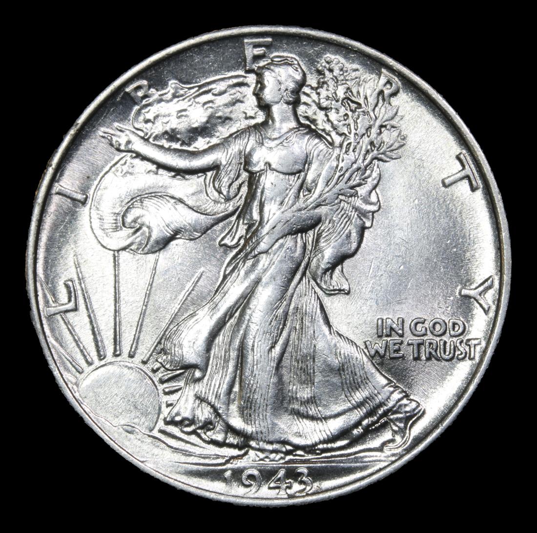 1943-p Walking Liberty Half Dollar 50c Grades Choice AU/BU Slider