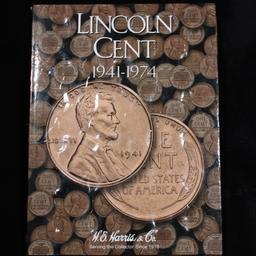 Partial Lincoln cent book 1937-1974, 87 coins . .