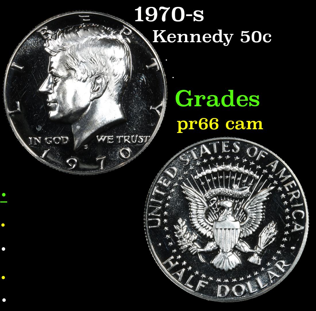 1970-s Kennedy Half Dollar 50c Grades GEM+ Proof Cameo