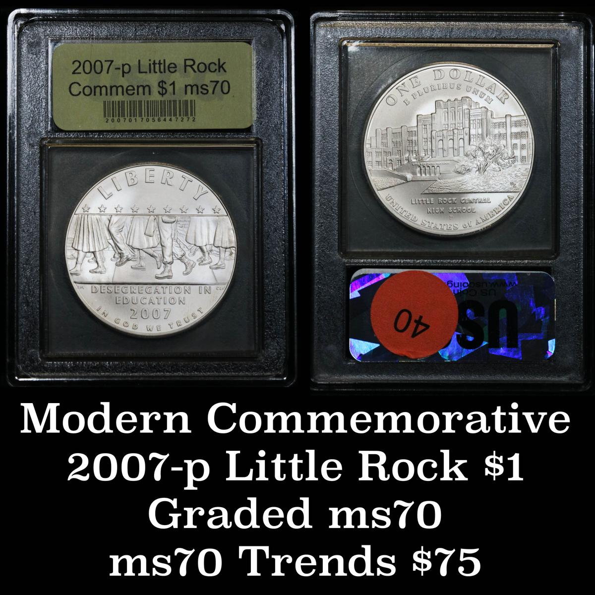 2007-P Little Rock Modern Commem Dollar $1 Graded GEM++ Proof Deep Cameo By USCG