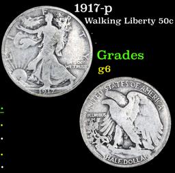 1917-p Walking Liberty Half Dollar 50c Grades g+