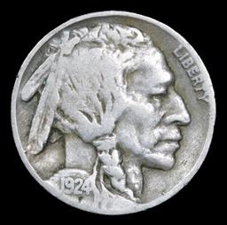 1924-p Buffalo Nickel 5c Grades vf+