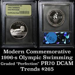 1996-s Olympics Swimming Modern Commem Half Dollar 50c Graded GEM++ Proof Deep Cameo By USCG