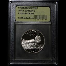 1996-s Olympics Swimming Modern Commem Half Dollar 50c Graded GEM++ Proof Deep Cameo By USCG