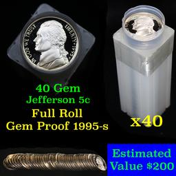 Proof 1995-s Bisonm Jefferson nickel 5c roll, 40 pieces (fc)