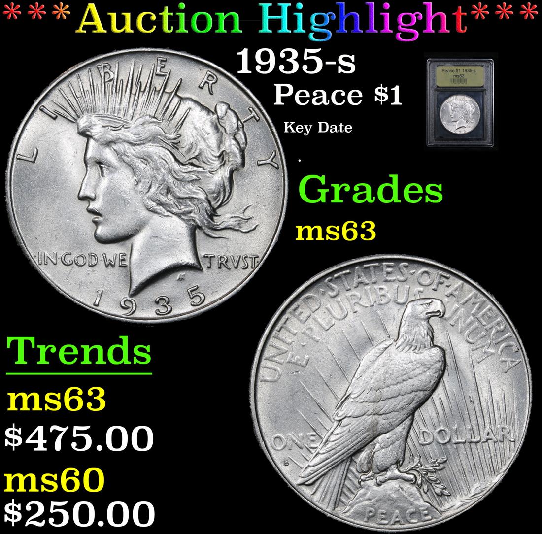 ***Auction Highlight*** 1935-s Peace Dollar $1 Graded Select Unc By USCG (fc)