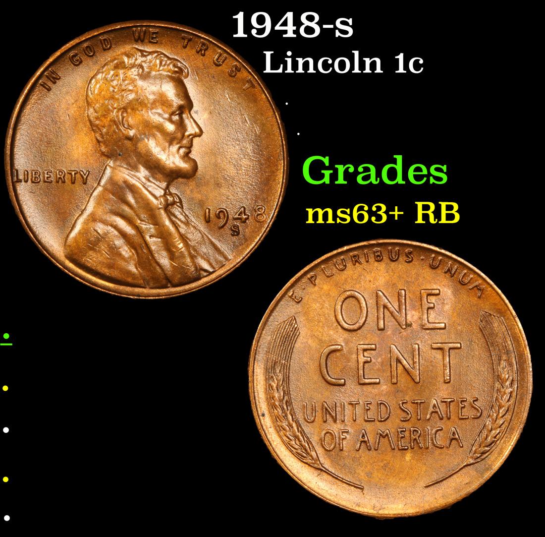 1948-s Lincoln Cent 1c Grades Select+ Unc RB