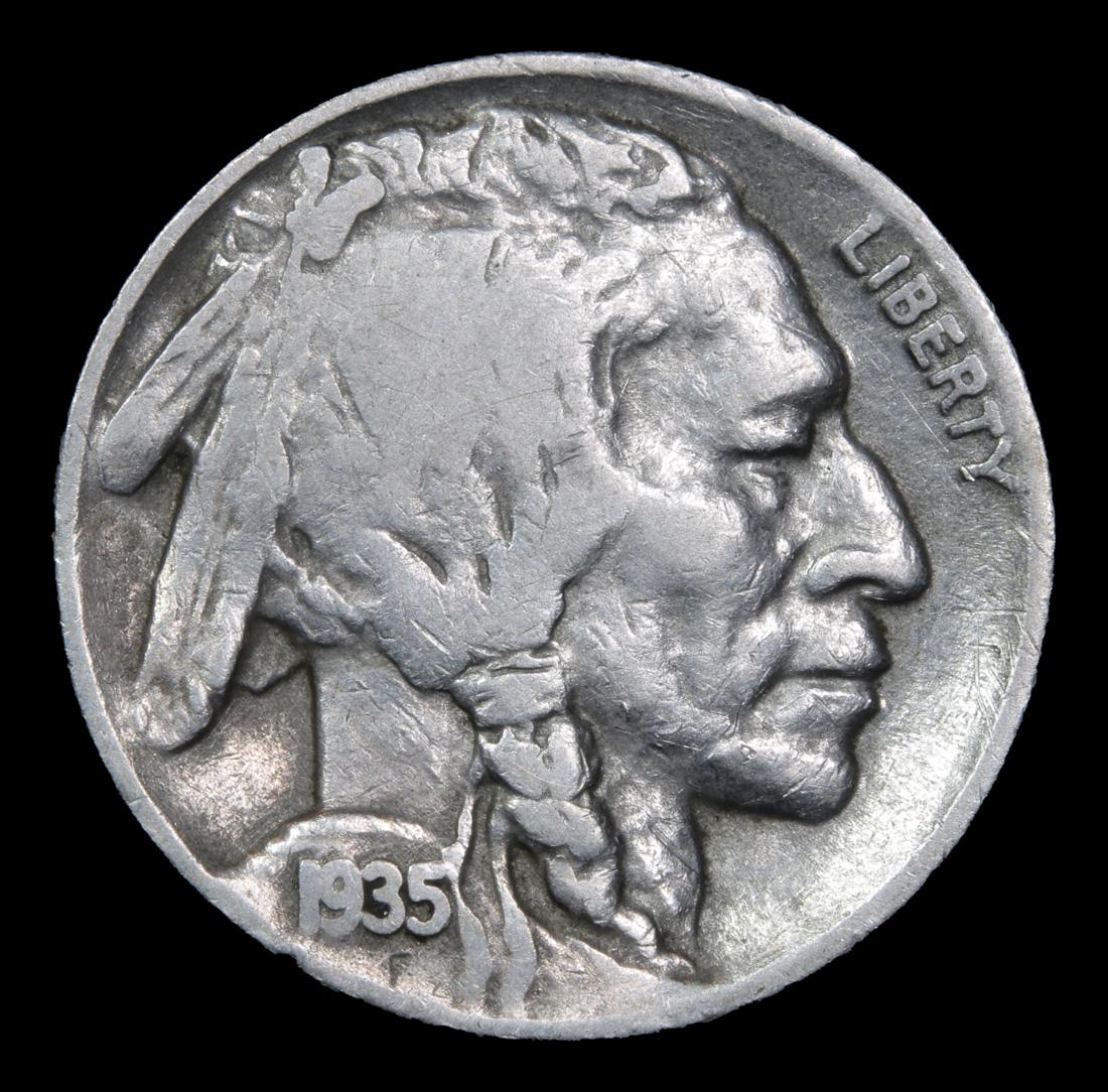 1935-d Buffalo Nickel 5c Grades vf+