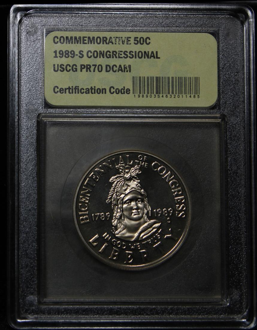 1989-s Congress . . Proof Commem Half Dollar 50c Graded GEM++ Proof Deep Cameo By USCG
