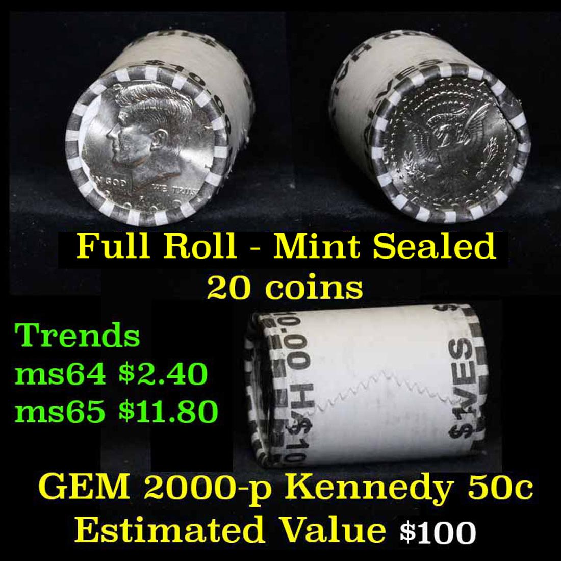 2000-p $10 Bank Rolled Kennedy Half Dollar Shotgun Roll