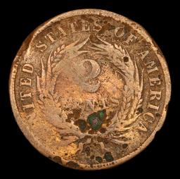 1866 Two Cent Piece 2c Grades f details