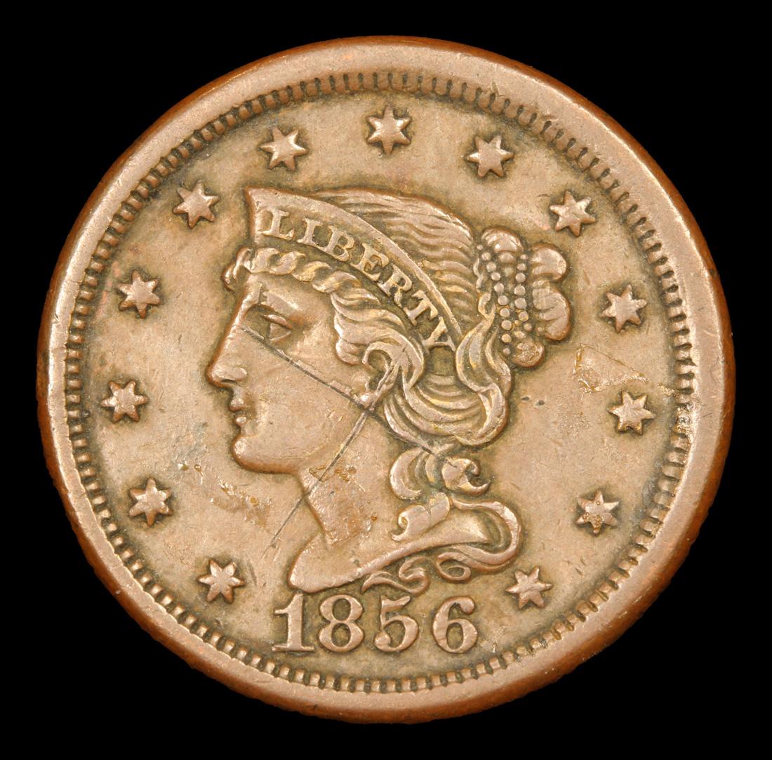 1856 Braided Hair Large Cent 1c Grades AU Details