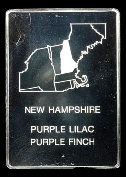 New Hampshire State Flower & Bird Purple Lilac & Purple Finch 1.4oz .925 Sterling Silver Bar Grades