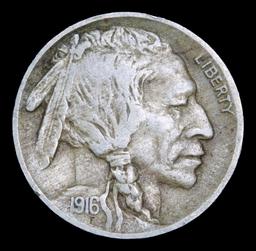 1916-p Buffalo Nickel 5c Grades xf+