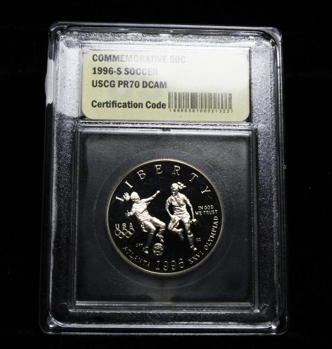 1996-s Olympics Soccer . . Modern Commem Half Dollar 50c Grades GEM++ Proof Deep Cameo