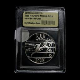 1995-P Olympics Track & Field . . Proof Commem Half Dollar 50c Graded GEM++ Proof Deep Cameo By USCG