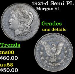 1921-d Semi PL Morgan Dollar $1 Grades Unc Details