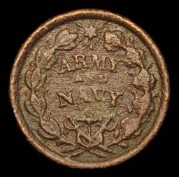 1863 Army & Navy Civil War Token 1c Grades vf details