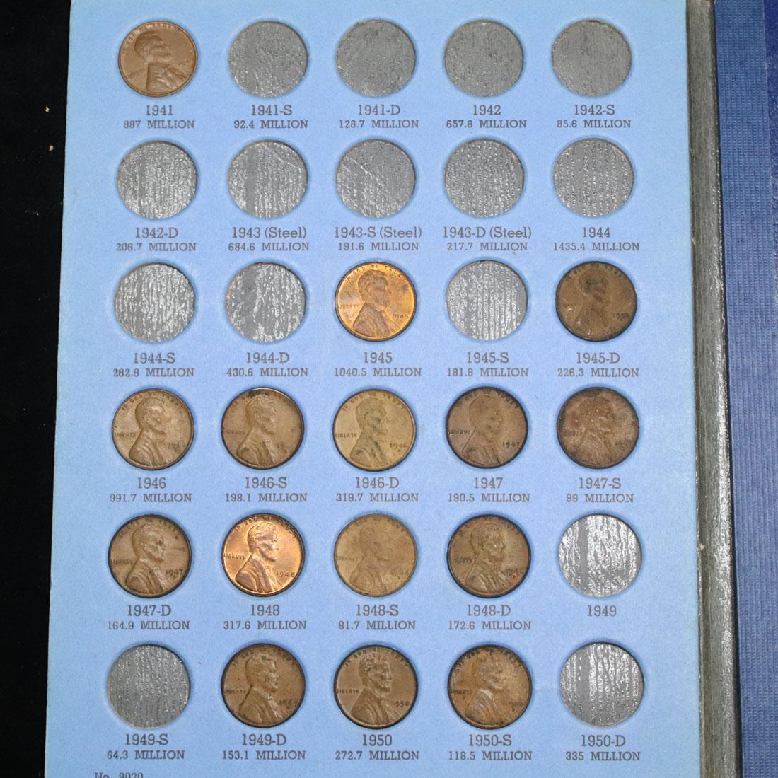 Starter Lincoln cent book 1941-1957 24 coins . .