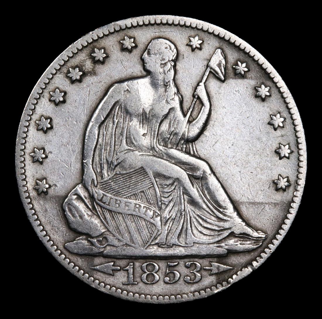 ***Auction Highlight*** 1853-o Arrows & Rays Seated Half Dollar 50c Graded xf+ By USCG (fc)