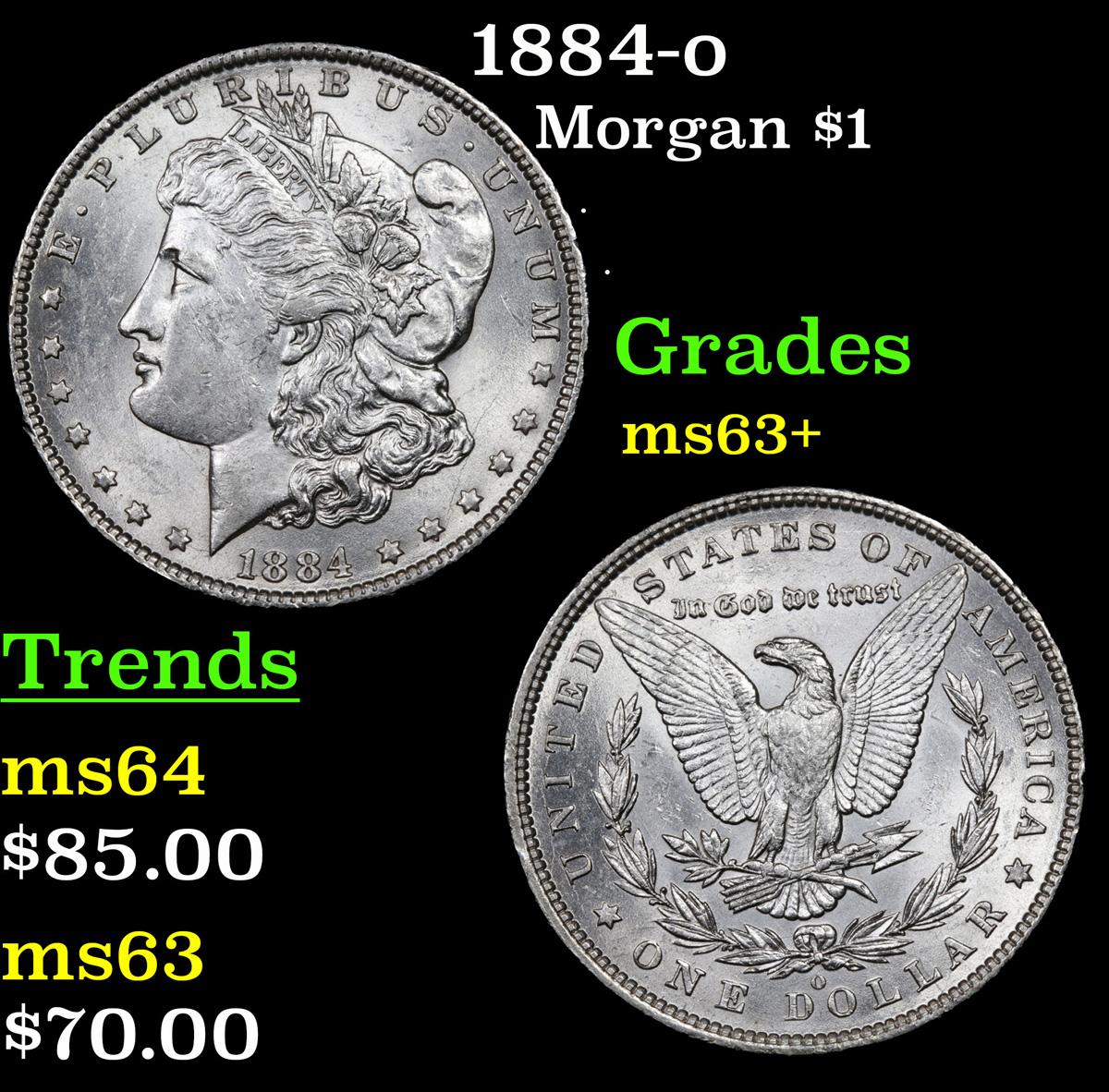 1884-o Morgan Dollar $1 Grades Select+ Unc