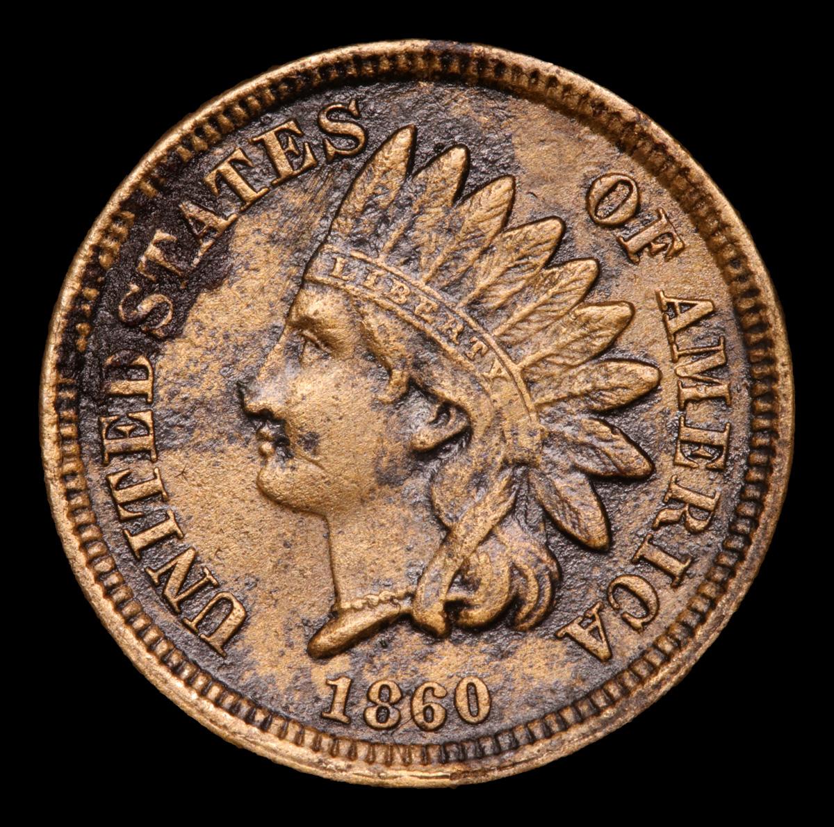 1860 Indian Cent 1c Grades Select AU