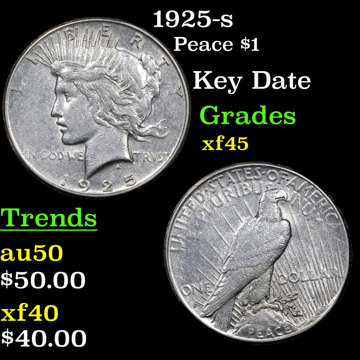 1925-s Peace Dollar $1 Grades xf+