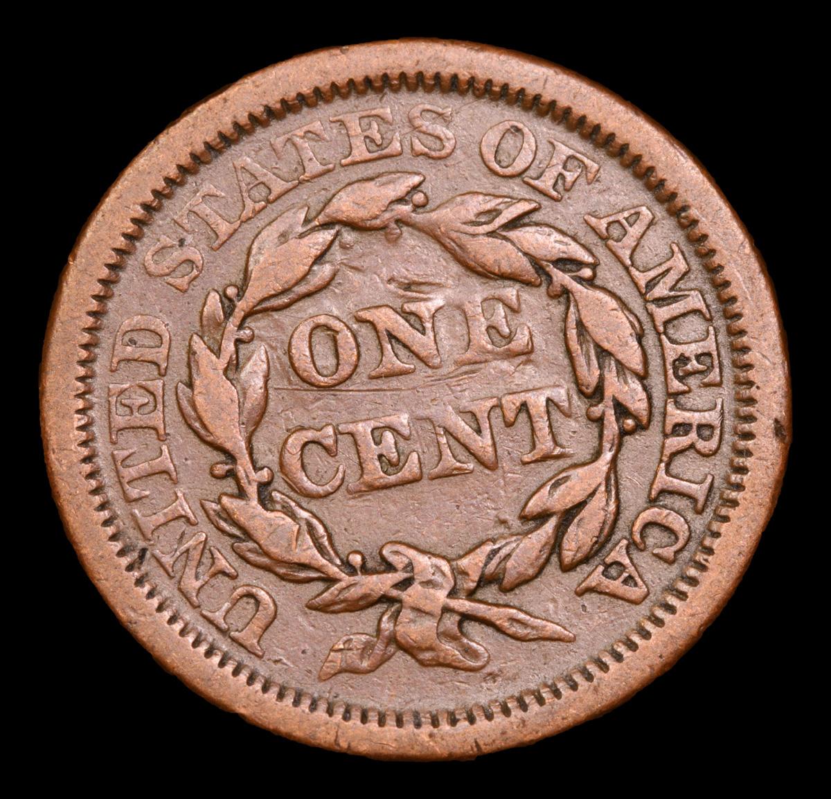 1850 Braided Hair Large Cent 1c Grades vf details