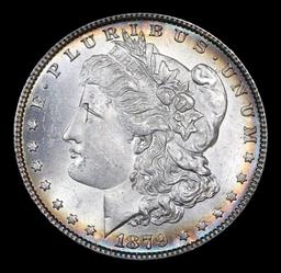 ***Auction Highlight*** 1879-p Rainbow Toned Morgan Dollar $1 Graded GEM+ Unc By USCG (fc)