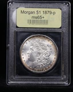 ***Auction Highlight*** 1879-p Rainbow Toned Morgan Dollar $1 Graded GEM+ Unc By USCG (fc)