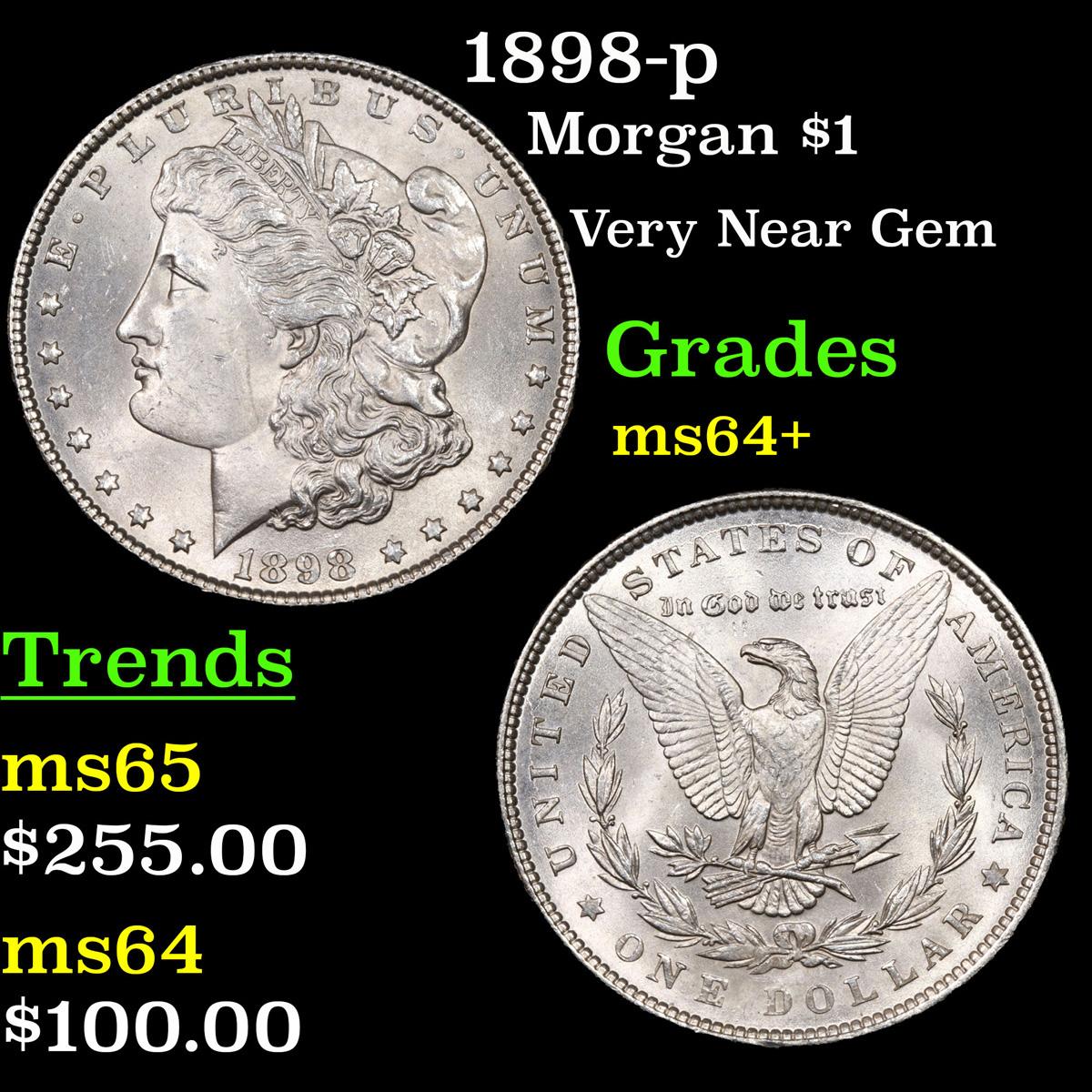 1898-p Morgan Dollar $1 Grades Choice+ Unc