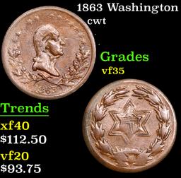 1863 Washington Civil War Token 1c Grades vf++