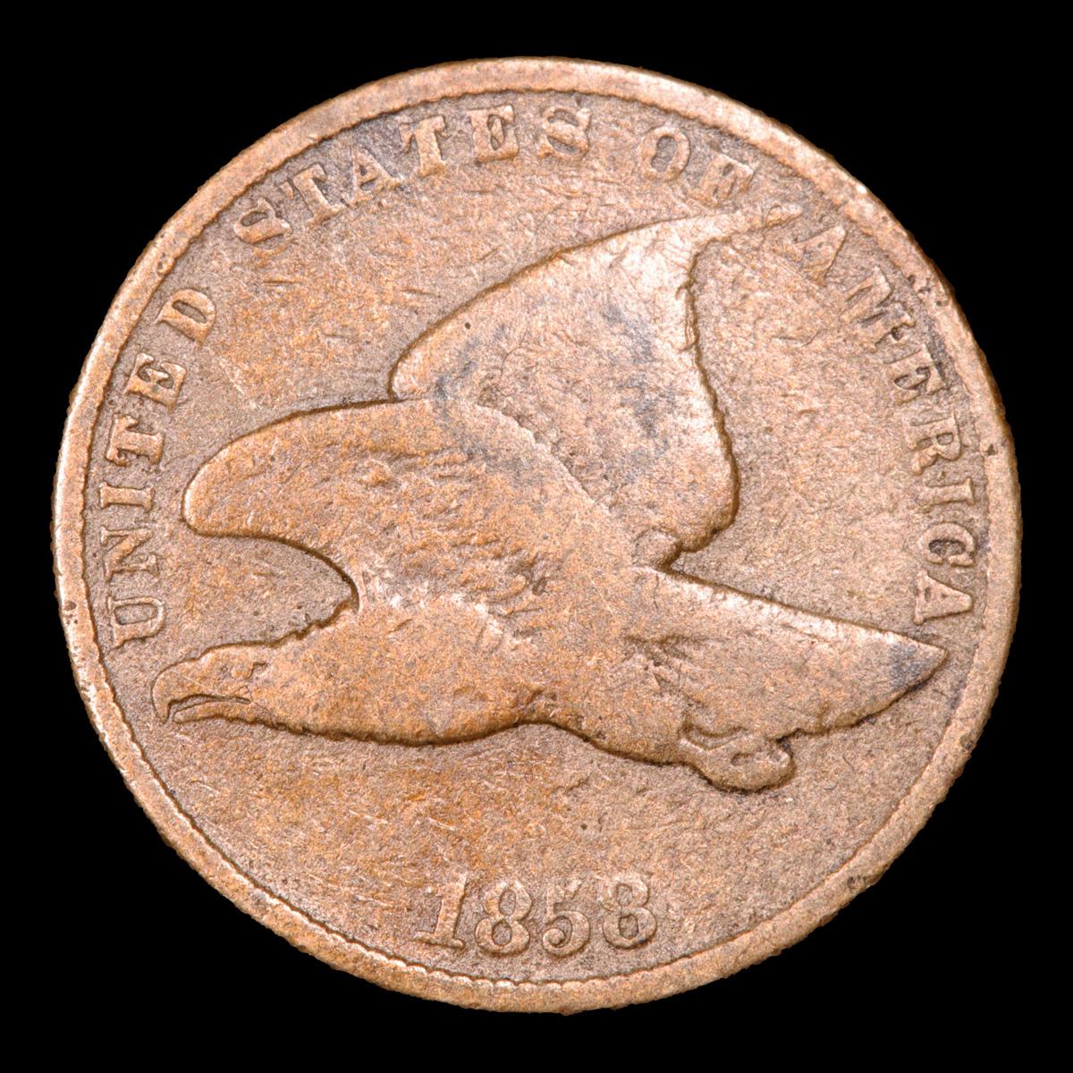 1858 SL Flying Eagle Cent 1c Grades f+