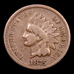 1875 Indian Cent 1c Grades vf+