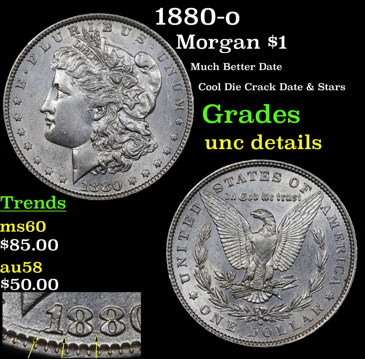 1880-o Morgan Dollar $1 Grades Unc Details