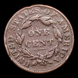 1836 Coronet Head Large Cent 1c Grades vf+