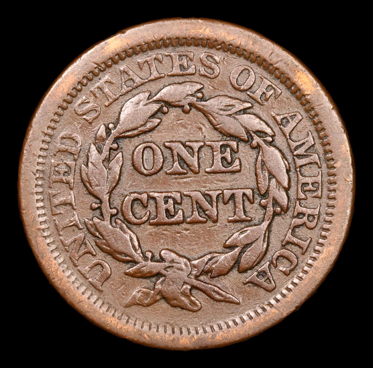1843 Braided Hair Large Cent 1c Grades vf+
