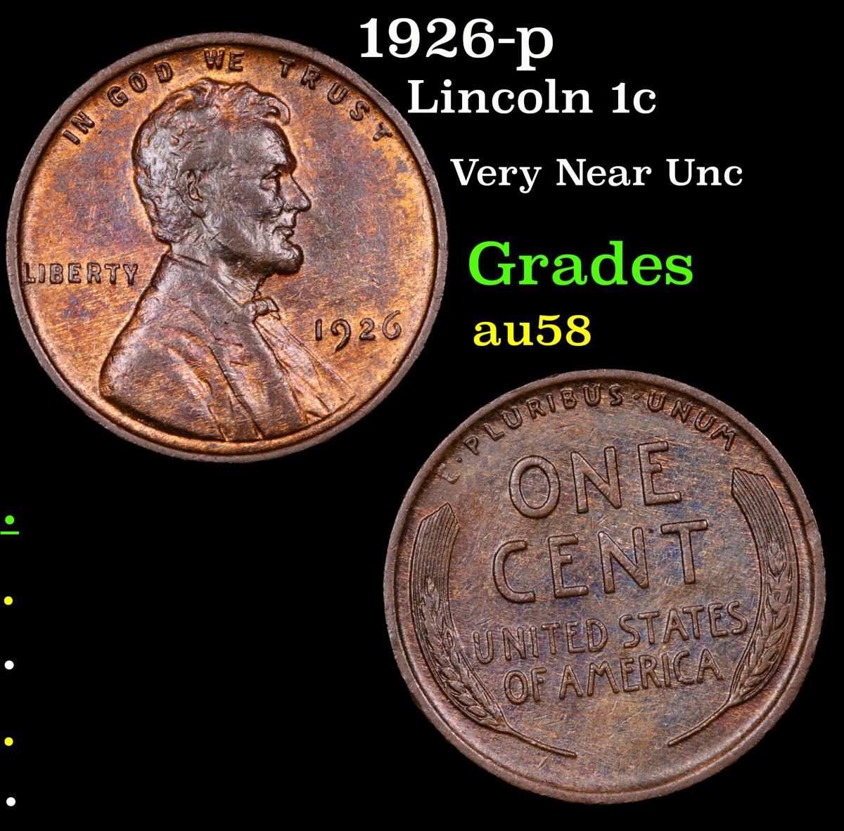 1926-p Lincoln Cent 1c Grades Choice AU/BU Slider