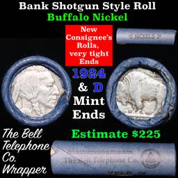Buffalo Nickel Shotgun Roll in Old Bank Style  'Bell Telephone' Wrapper 1924 & d Mint End