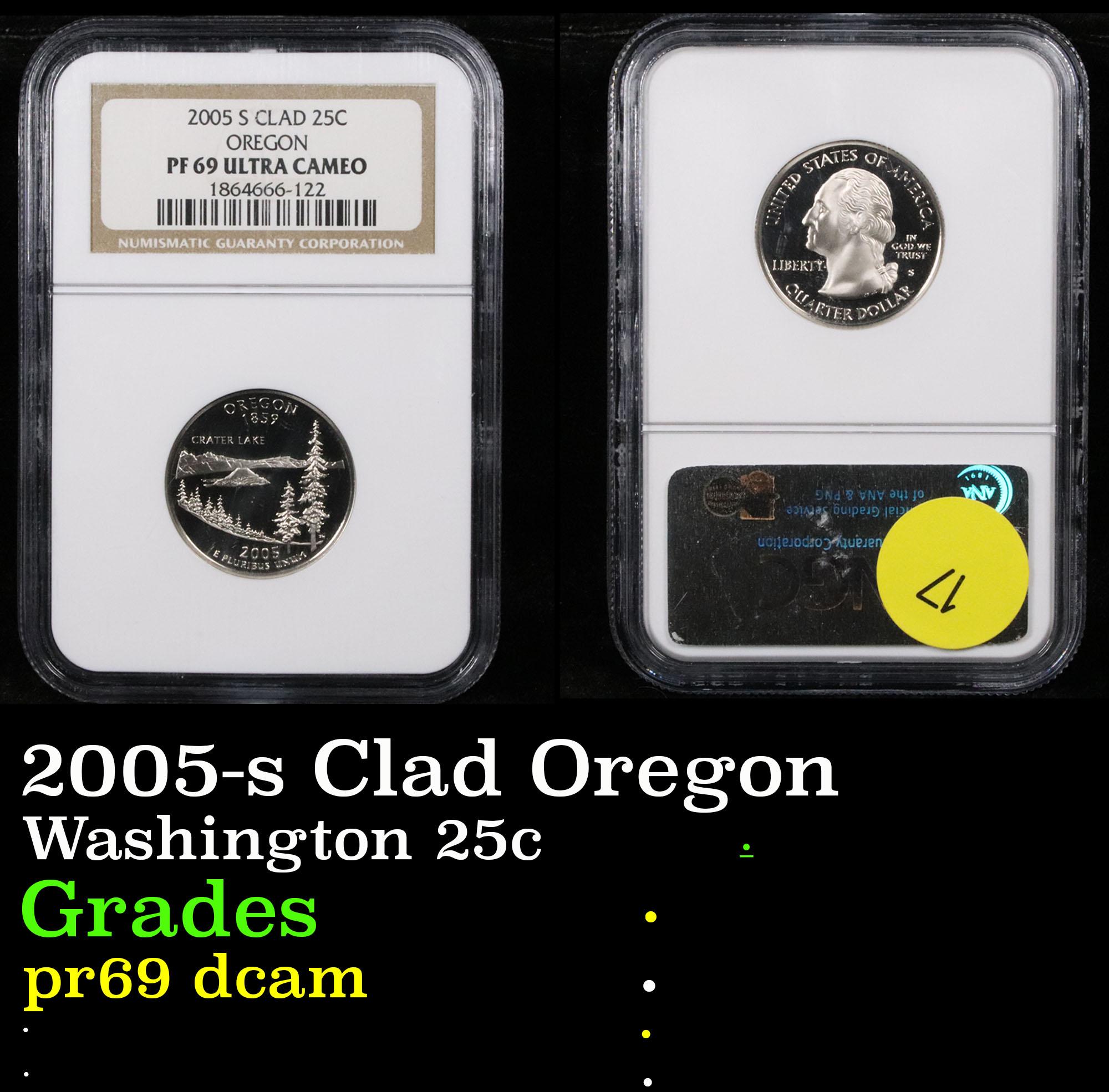 NGC 2005-s Clad Oregon Washington Quarter 25c Graded pr69 dcam By NGC